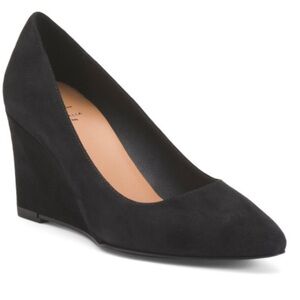 Aquatalia Black Posie Suede 3” Wedge Point Toe Pumps Size 8